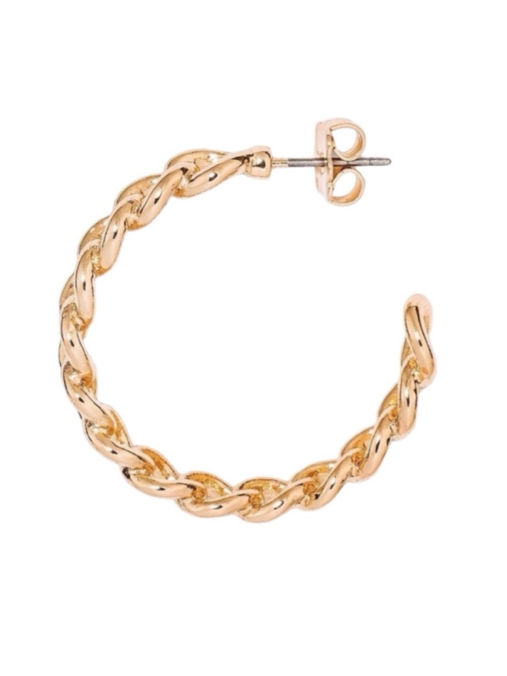 Frozen Gold Tone Chain Hoop Earrings (NWT) - Picture 2 of 11